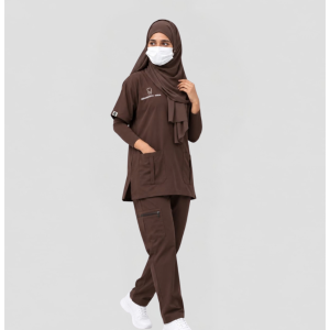 MDZICO FlexPro 6-Pocket Premium Medical Scrub Set Chocolate Brown