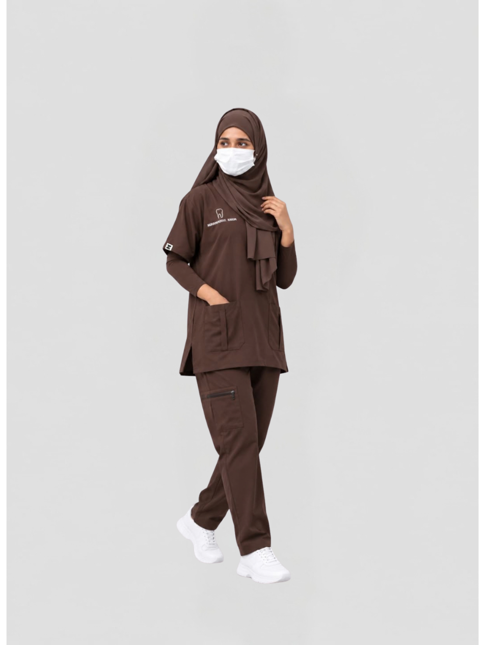 MDZICO FlexPro 6-Pocket Premium Medical Scrub Set Chocolate Brown MDZICO FlexPro 6-Pocket Premium Medical Scrub Set Chocolate Brown